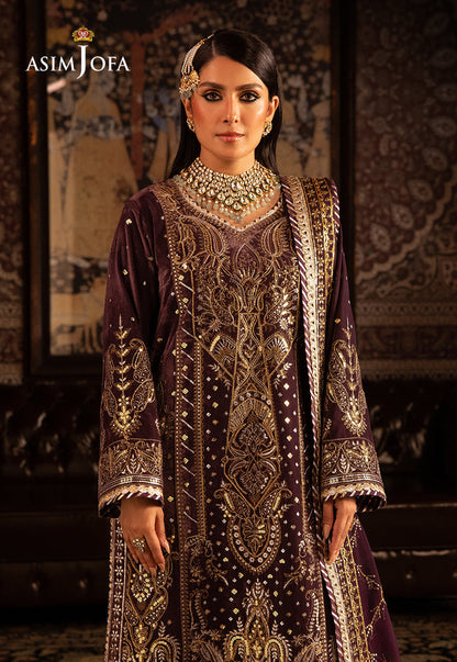 AJMMP-06 EMBROIDERED VELVET 3 PCS STITCHED