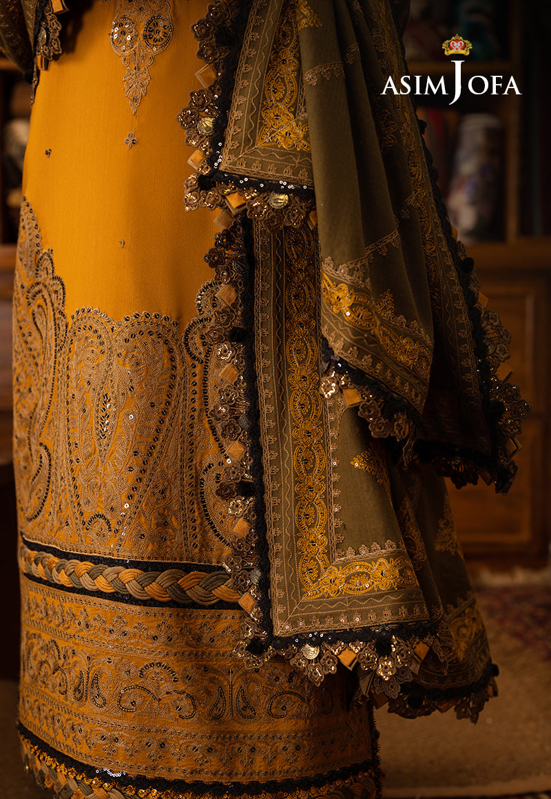 AJKT-12 EMBROIDERED SLUB RAW SILK 3 PCS