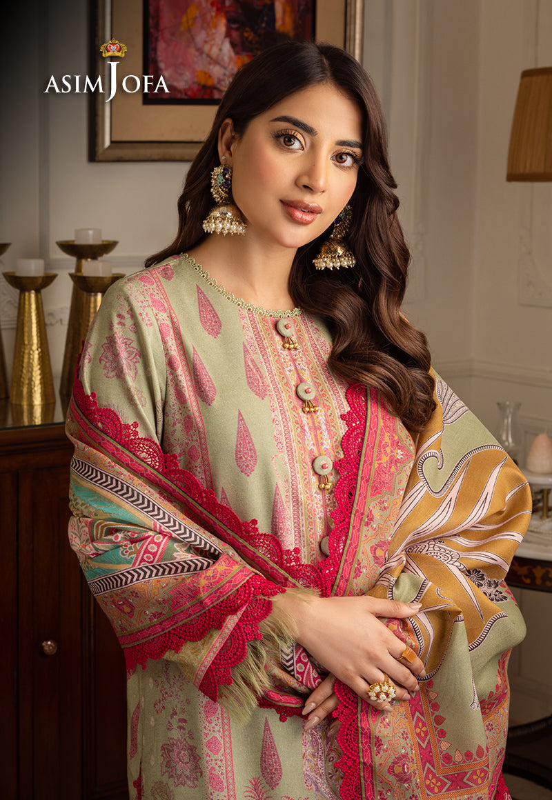 AJIWP-08 EMBROIDERED KARANDI STITCHED 3 PCS