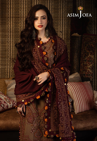 AJKT-11 EMBROIDERED SLUB RAW SILK 3 PCS