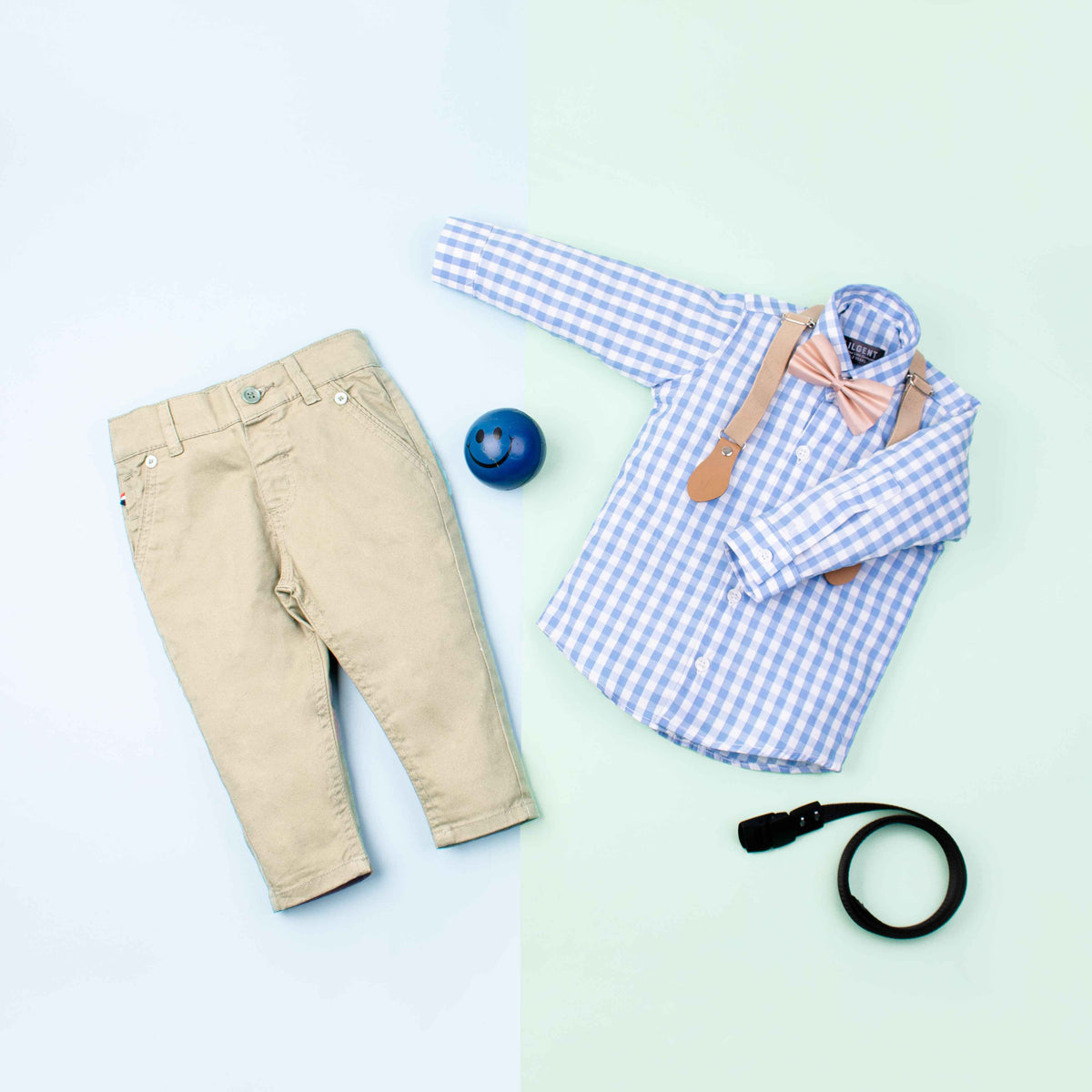 baby boy 4 Piece Formal Set Light Blue Checked