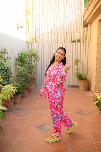 Pink Flowers Pj Set