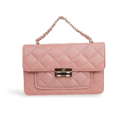 Flora Quilted Crossbody Leather Bag- tanbrown