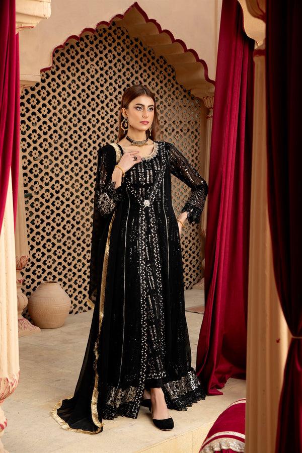 Manahils Stitched Formals Kurti-B-005-Black