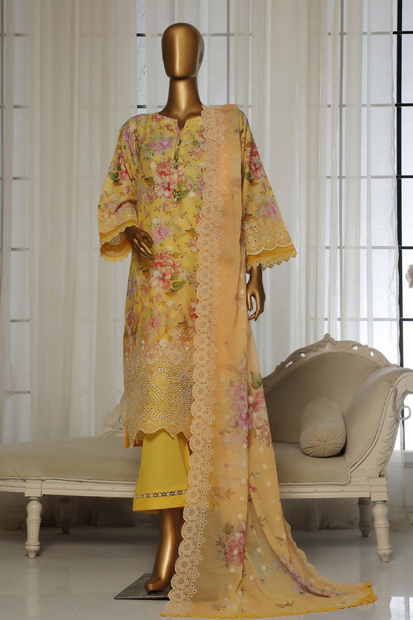 Laser Fusion By Sada Bahar Stitched 3 Piece Chikankari Collection'2025-CKP-Yellow