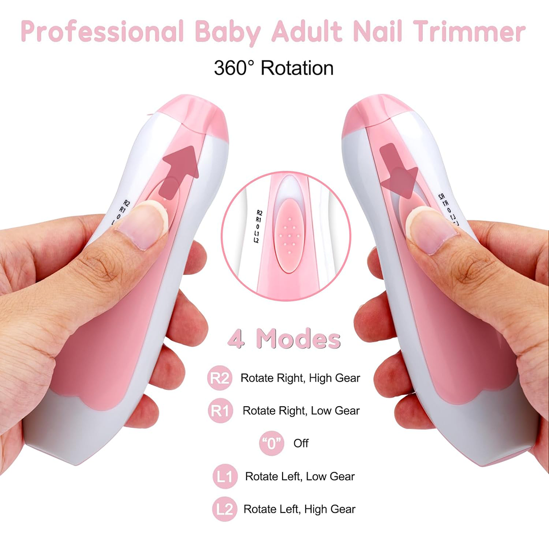 Baby Electric Nail Clipper Safe Baby Nail Trimmer Pink