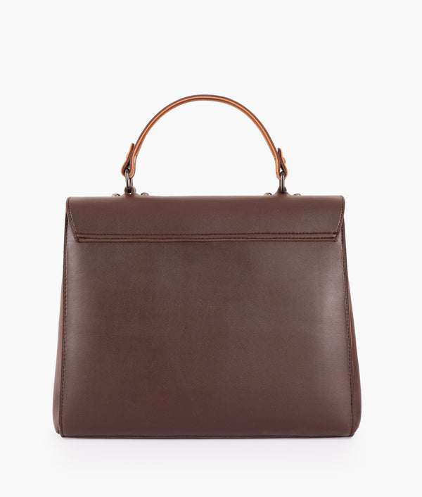 RTW Creation - Dark brown flap-over top-handle bag