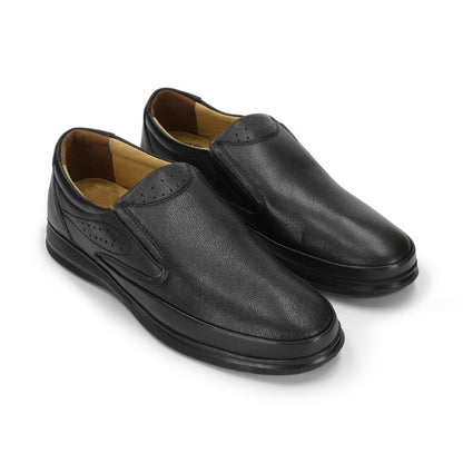 Men’s Turkish-built Slip-On Dotted Grainy Leather Shoes in Black