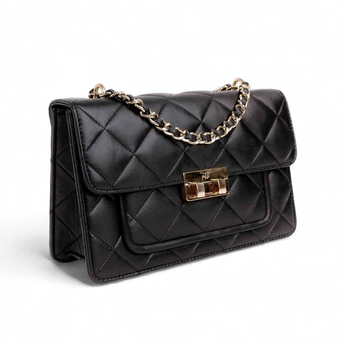 Flora Quilted Crossbody Leather Bag- tanbrown