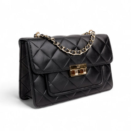 Flora Quilted Crossbody Leather Bag- tanbrown