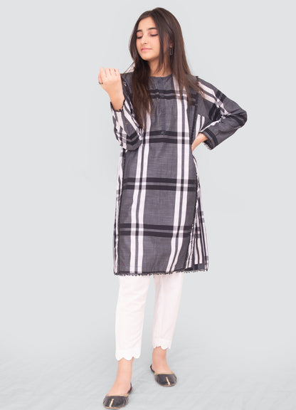 Yarn Dyed Tunic Kurta with Lace FRK-061