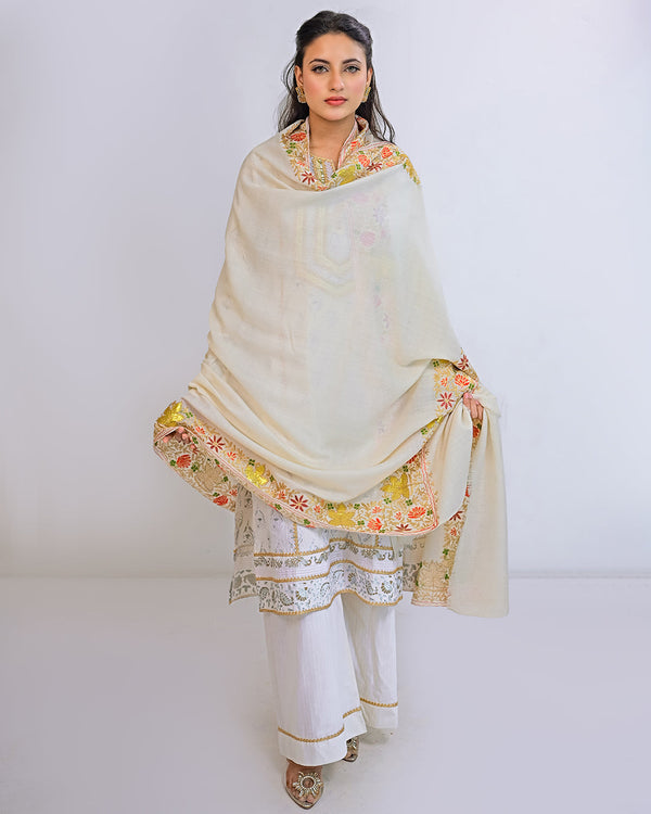 Ayla Studio Embroidered Pashmina Shawl-Luana