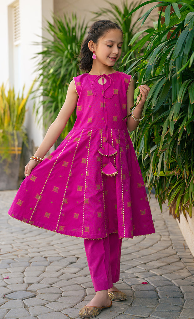 JK-PRT-003, TABLE PRINT FROCK with Garara