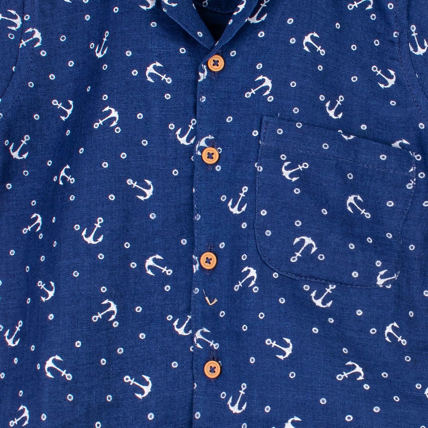 Baby Boy 2 Piece Safari Suit Blue Anchor Print