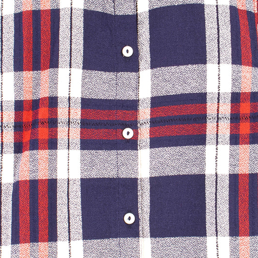 Girl Navy Blue Red Checked Print Shirt