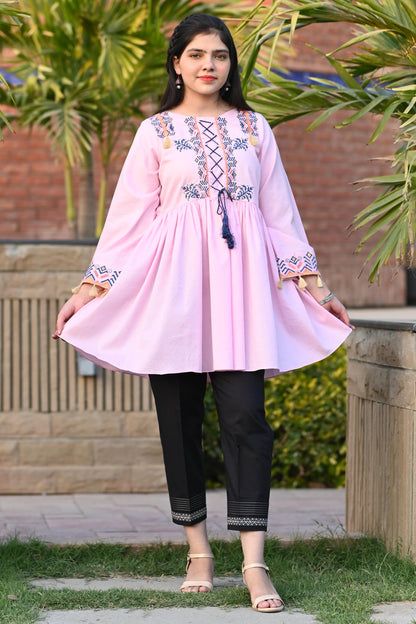 FRK-036 JACQUARD EMBROIDRED FROCK
