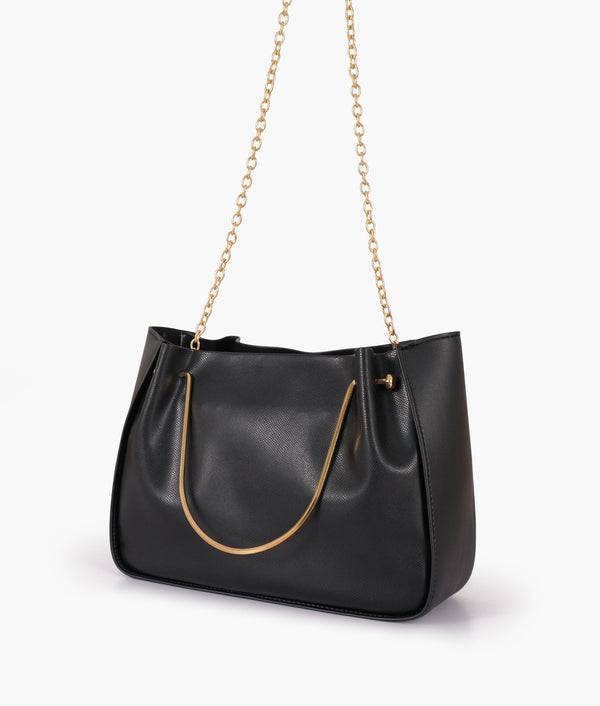 RTW Creation - Pearl black metallic handle shoulder bag