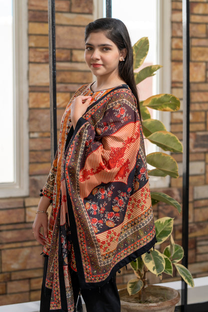 Girls Digital Printed Khaddar 3 Piece SKU: KHW-0009