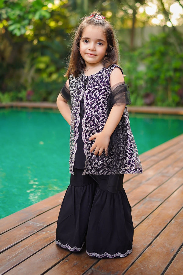 Ochre Clothing Toddlers Eastern Net Embroidered 3 Pc Suit