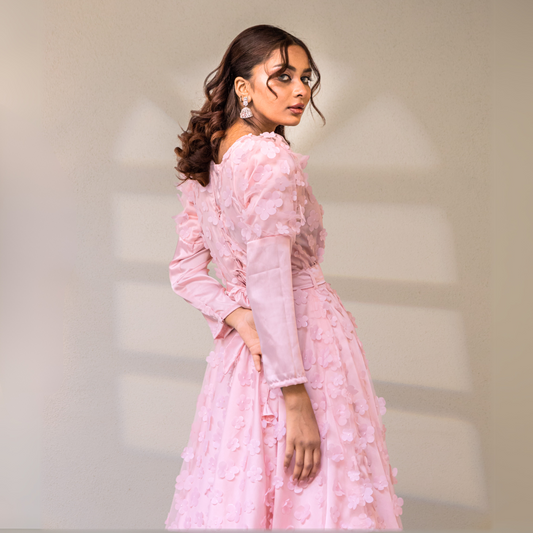 Pink Floral Bloom - A Bridgerton-Inspired Floral Gown - Made To Order
