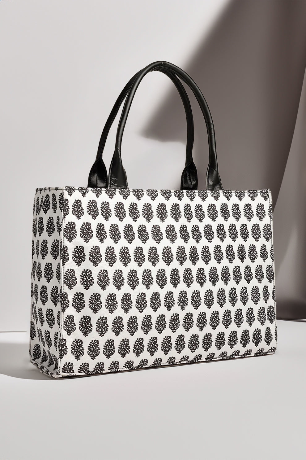 Fineur Canvas Tote Bag Premium Handle - White