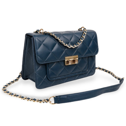 Flora Quilted Crossbody Leather Bag- tanbrown