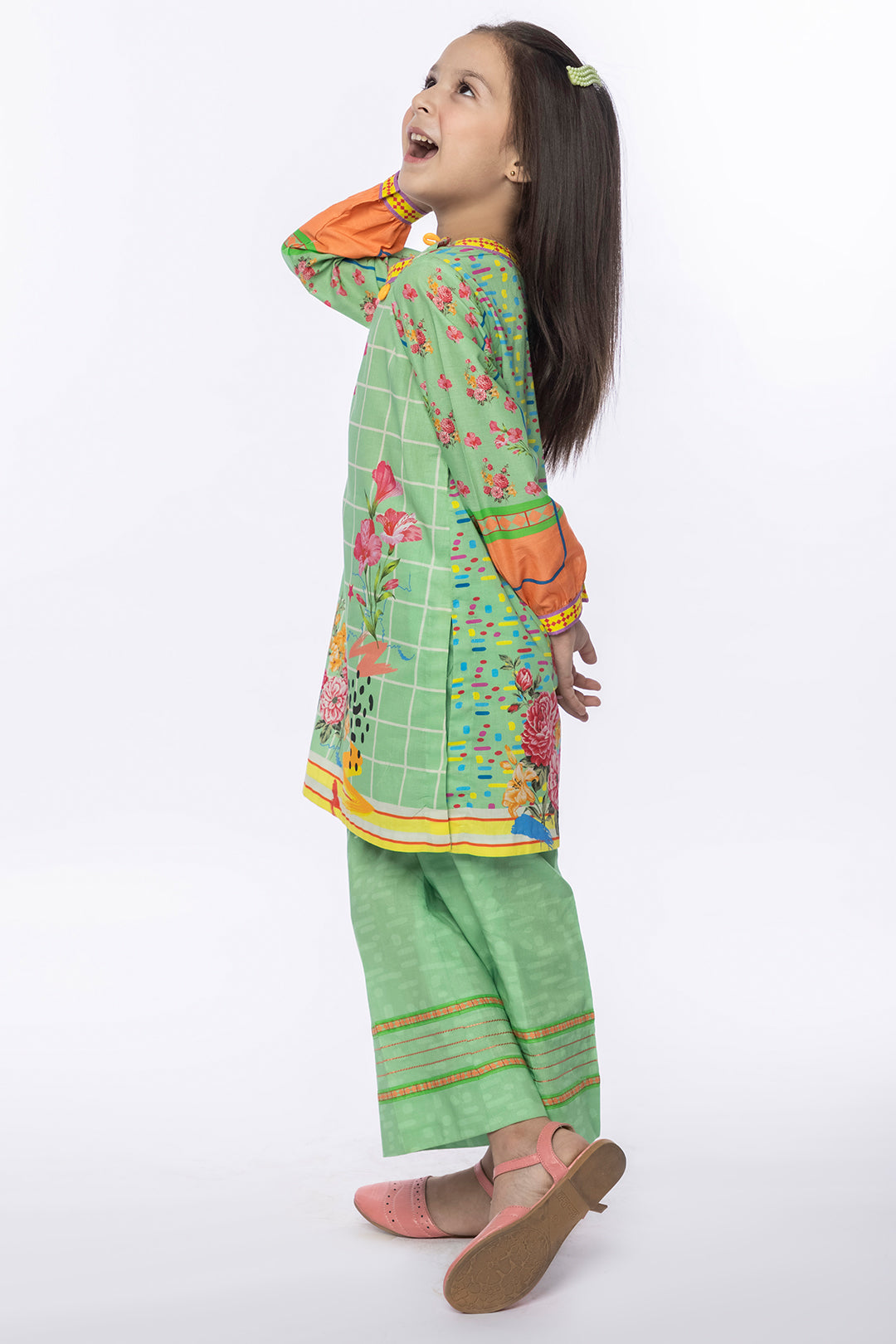 2Pcs Printed Lawn Suit LT-Green SKU: MAC-018