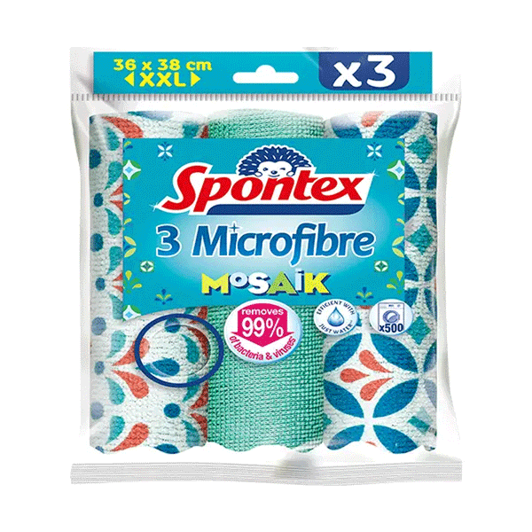 Spontex 3 Microfibre Mosaik Xl