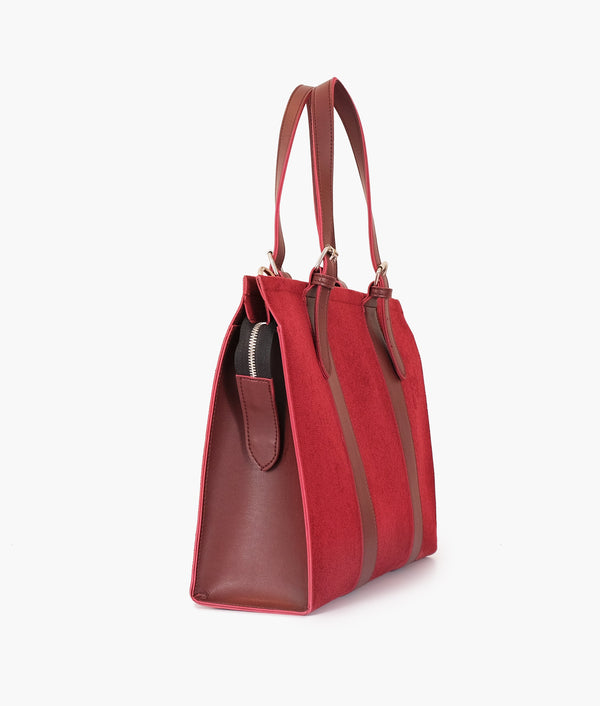 RTW Creation - Burgundy suede laptop bag with sleeve