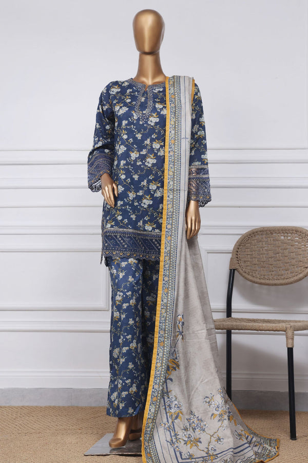 Malika by Sada Bahar Stitched 3 Piece Emb Festive Collection'2025-D-4085-Blue