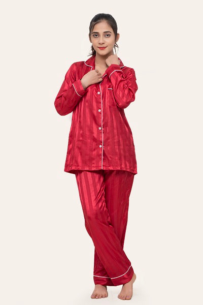 Valerie Night dress for women Nightwear Shadow Stripe Pajama Set this Vintage-Looking two-piece has a relaxed and feels Cool and Smooth Sleepwer-ARJ-STPJ01-BDG