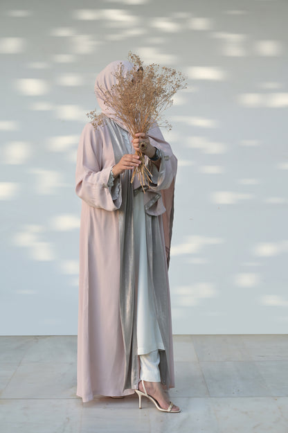 A017 POWDER PINK METALLIC BODICE CLOAK