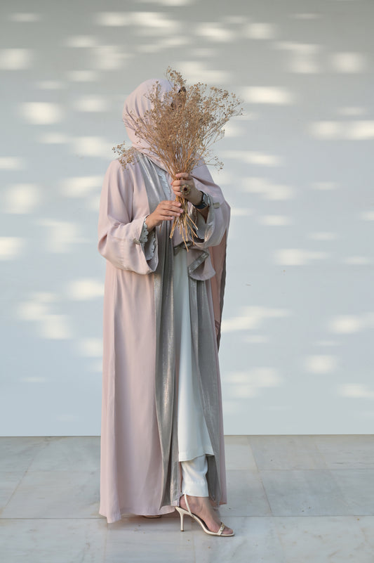 A017 POWDER PINK METALLIC BODICE CLOAK