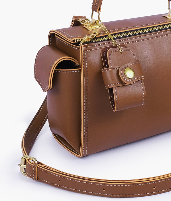 RTW Creation - Brown bowling bag with top-handle