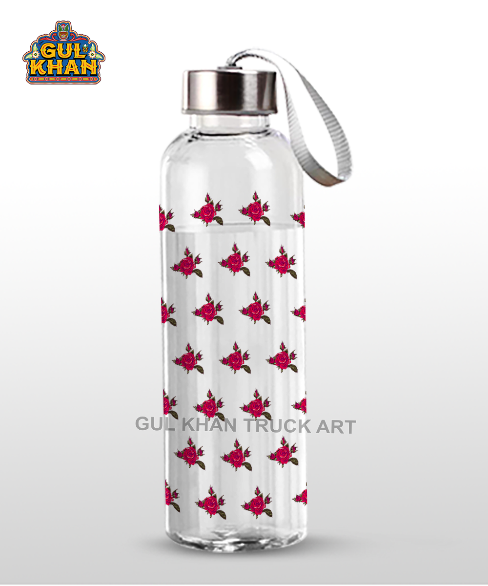 Printed Glass Bottle Flower Tile Motif Design