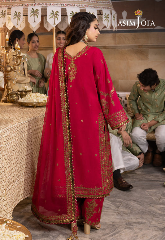 AJSH-09 EMBROIDERED RAW SILK 3 PCS