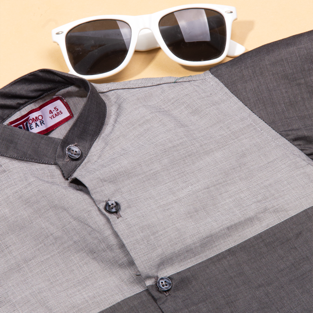 Tomo Wear Baby Boy Grey Double Shade Half Sleeve Shirt