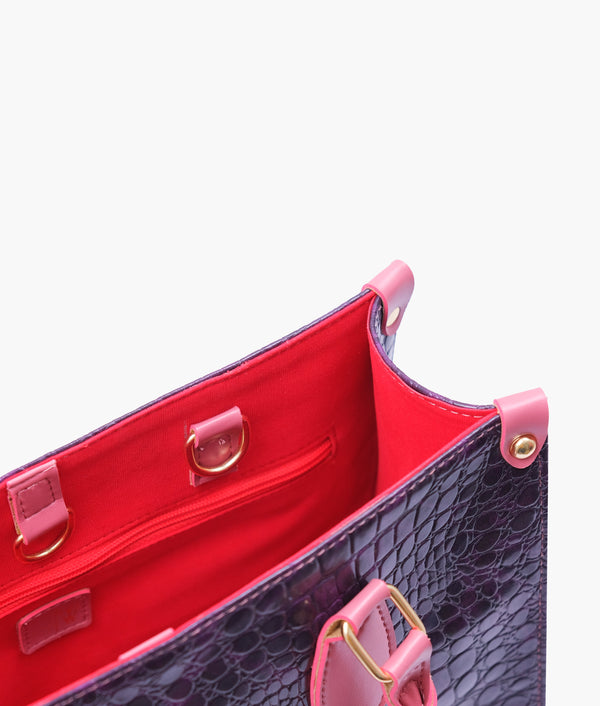 RTW Creation - Purple on-the-go crocodile handbag