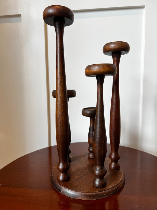 Vintage Tiered Wooden Candelabra | Elegant Mid-Century Modern Candle Holder