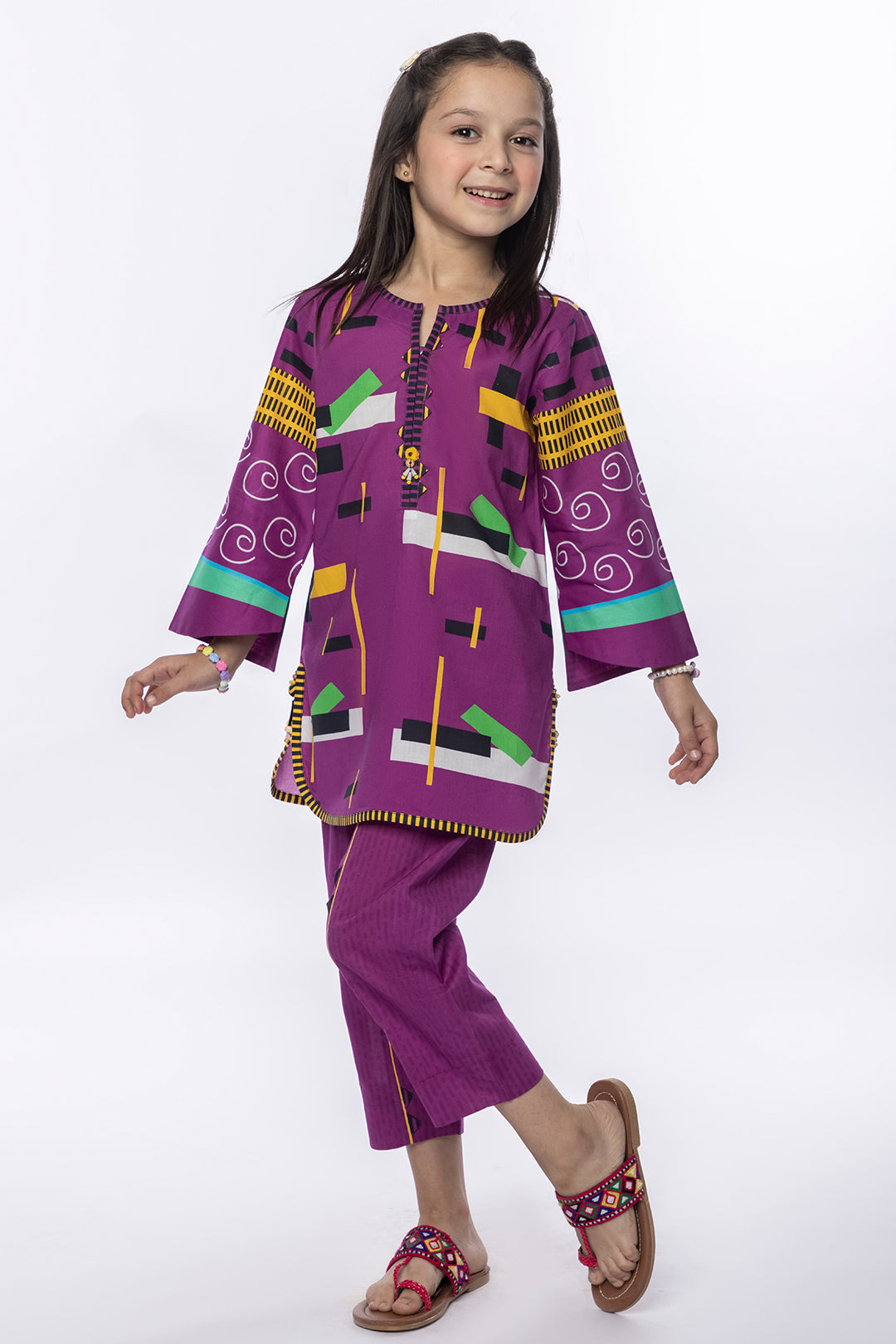 2Pcs Printed Lawn Suit Purple SKU: MAC-020