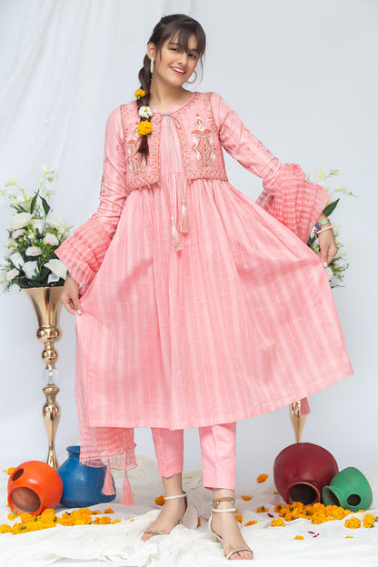 3PCS Jacquard Suit Shirt, Dupatta & Cotton Trouser SKU: EMB-040