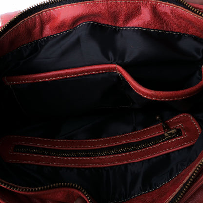 Everyday Women's Leather Zipper Tote Bag-Candy Red