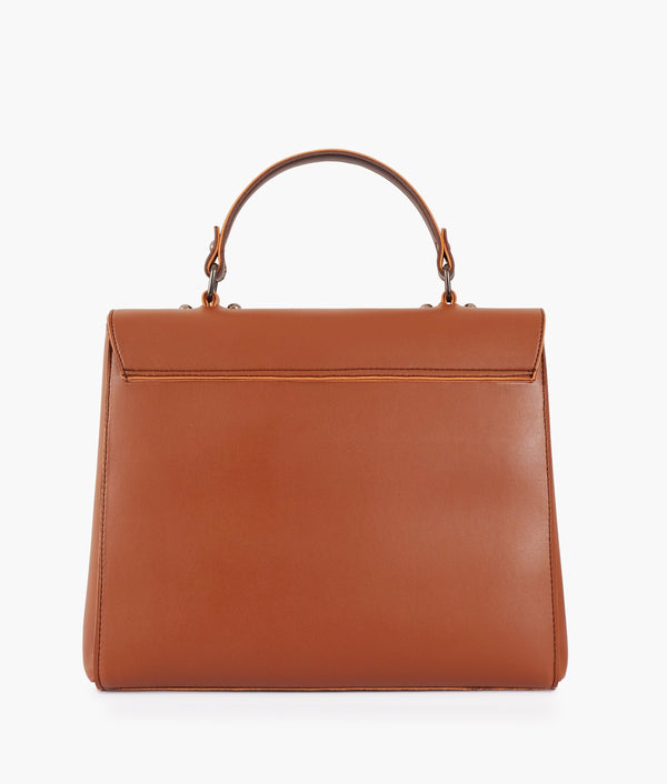RTW Creation - Brown flap-over top-handle bag