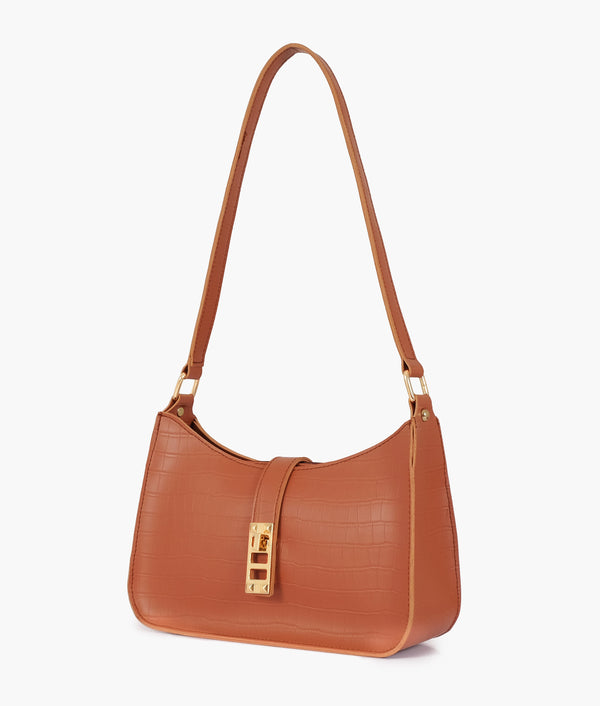RTW Creation - Brown crocodile baguette bag