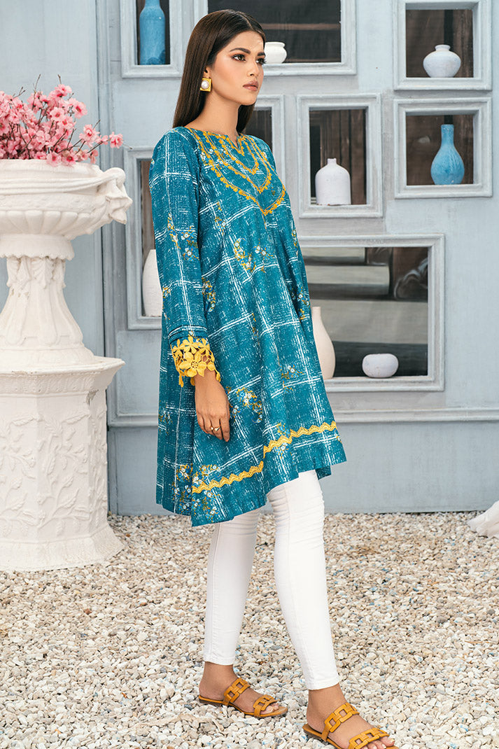 1 pc Printed Embroidery Trendy Frock WEMB-005