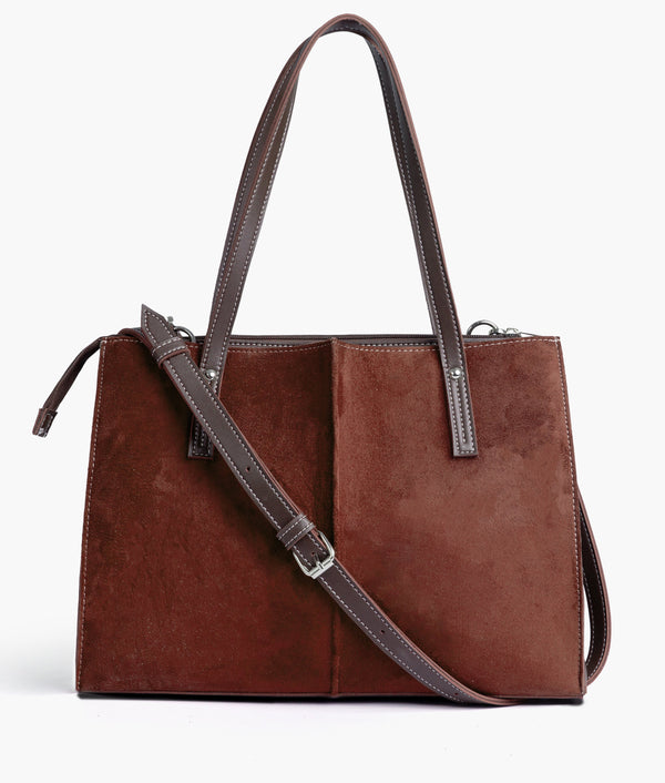 RTW Creation - Dark brown suede work tote bag
