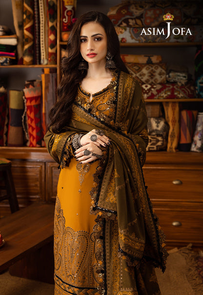 AJKT-12 EMBROIDERED SLUB RAW SILK 3 PCS