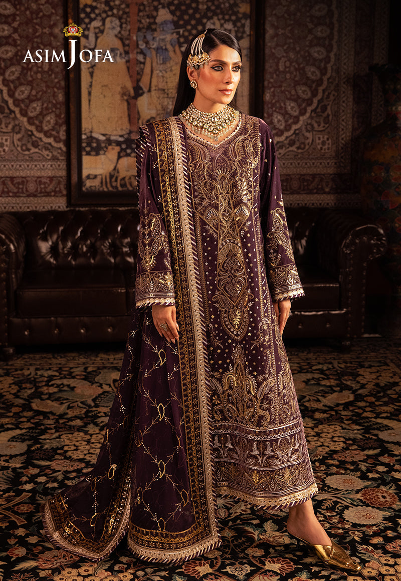 AJMMP-06 EMBROIDERED VELVET 3 PCS STITCHED