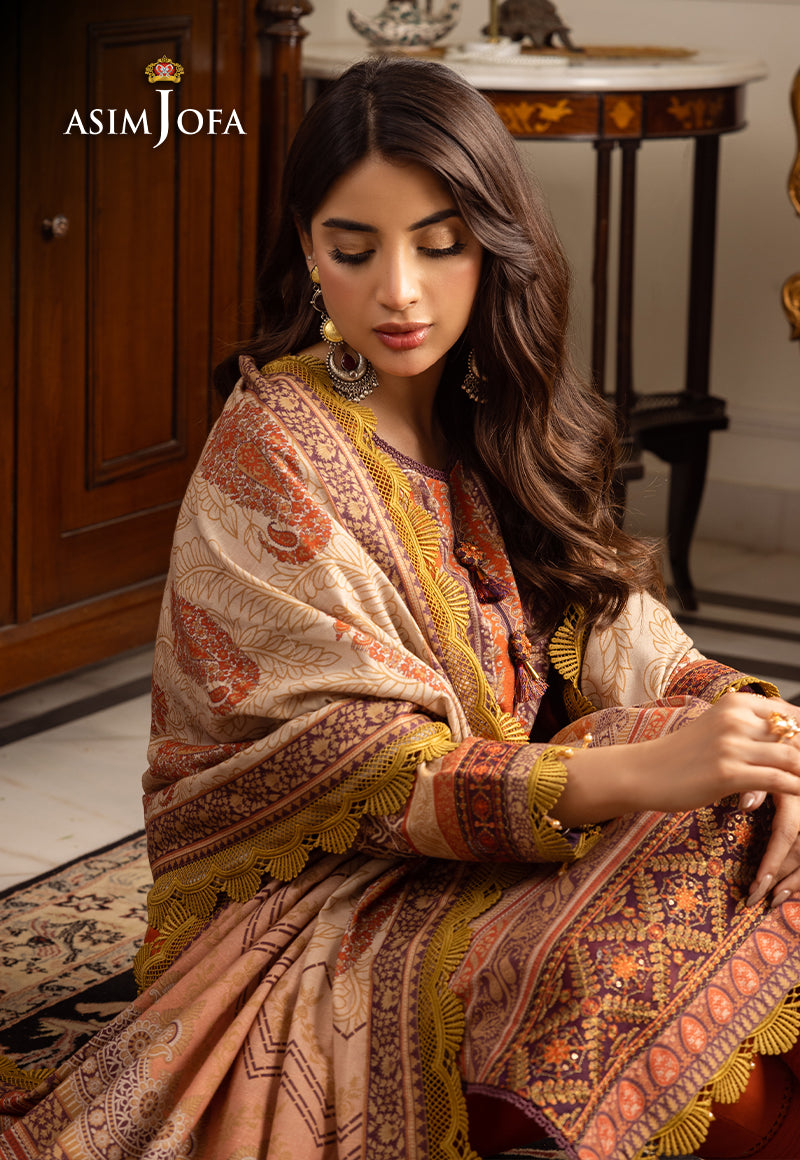 AJIWP-12 EMBROIDERED KHADDAR STITCHED 3 PCS
