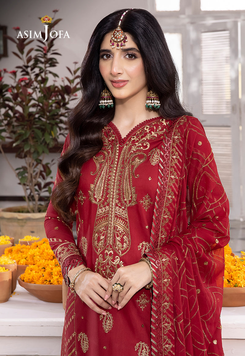 AJABP-24 EMBROIDERED LAWN SILK 3 PCS STITCHED